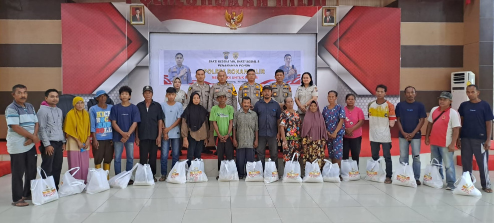 Selain Ikuti Virtual Zoom Mabes Polri, Polres Rohil Gelar Periksa Kesehatan Gratis dan Berbagi Sembako