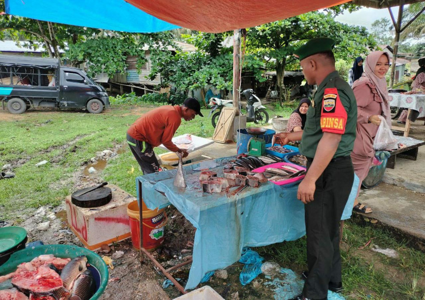 Babinsa Koramil Cek Harga Sembako di Pasar