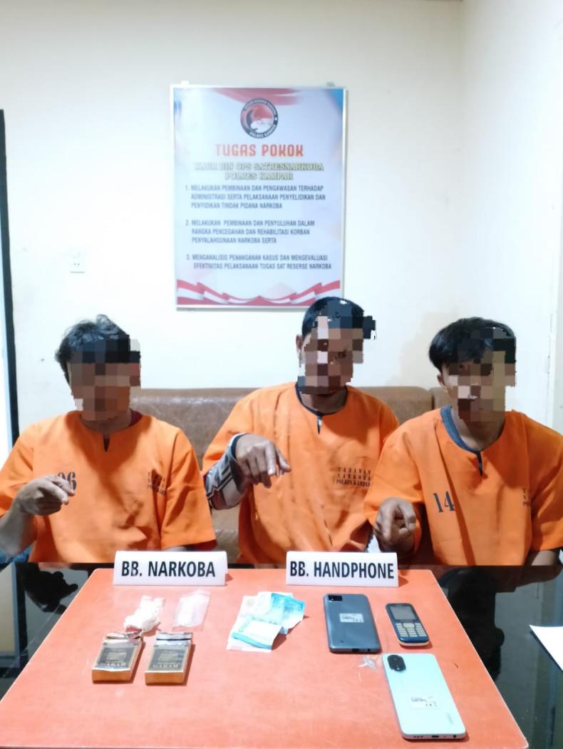 3 Terduga Pengedar Sabu Diringkus Satuan Narkoba Polres Kampar