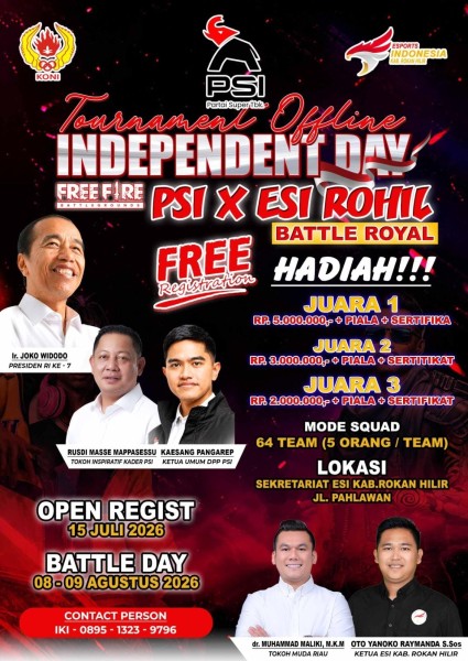Meriahkan HUT RI, PSI X ESI Rohil Hadirkan Turnamen Free Fire Independent Day 2026
