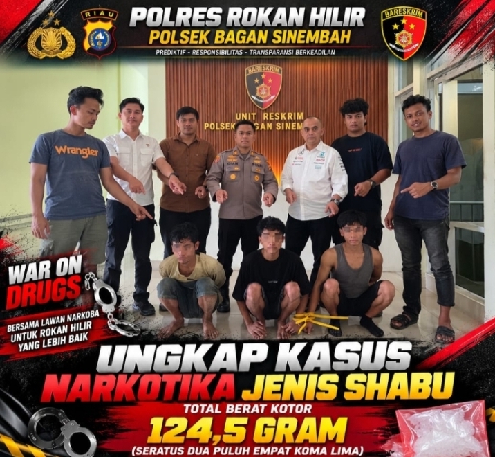 Polsek Bagan Sinembah Ungkap Peredaran 124,5 Gram Sabu di Areal Kebun Sawit, Tiga Orang Diamankan