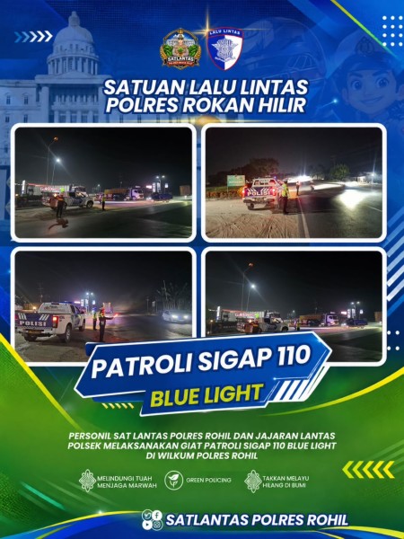 Jaga Keselamatan Pengguna Jalan Malam Hari, Tim SIGAP 110 Polres Rohil Patroli Jalur Riau-Sumut
