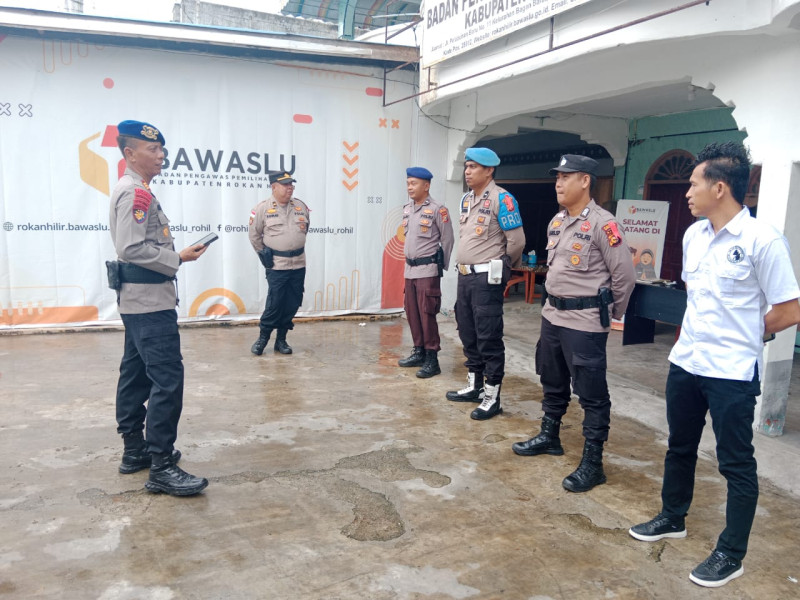 Satgas Standby dan Sterilisasi Bawaslu Polres Rohil Gelar Apel Pagi Personel