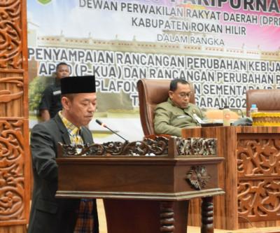 DPRD Rohil Gelar Paripurna Penyampaian Ranperda Perubahan KUA dan PPAS APBD 2024