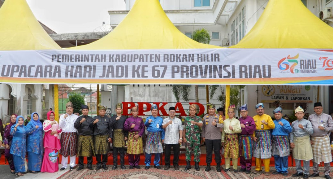 Pemkab Rohil Bersama FKPD Gelar Upacara Hari Jadi Ke- 67 Provinsi Riau