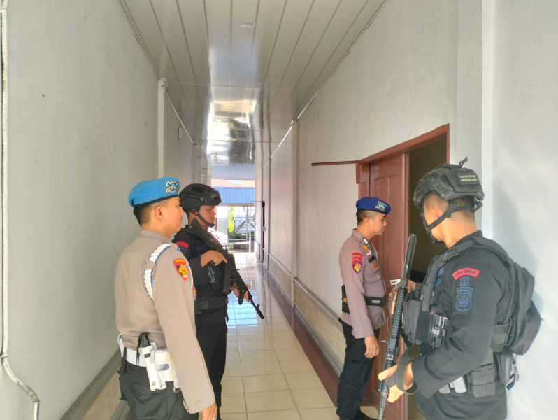 Pasca Pemilu, Satgas Standby KPU Daerah Polres Rohil Dipertebal Personel Brimob