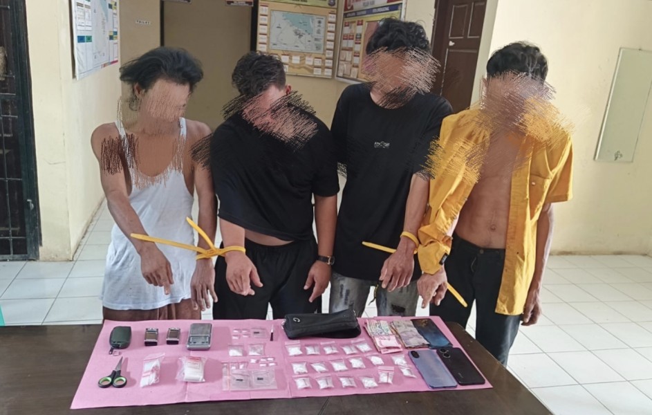 Polisi Amankan Empat Orang dan 103,19 Gram Sabu di Teluk Nilap