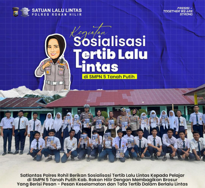 Satlantas Polres Rohil Gelar Police Goes To School di SMP N 05 Tanah Putih