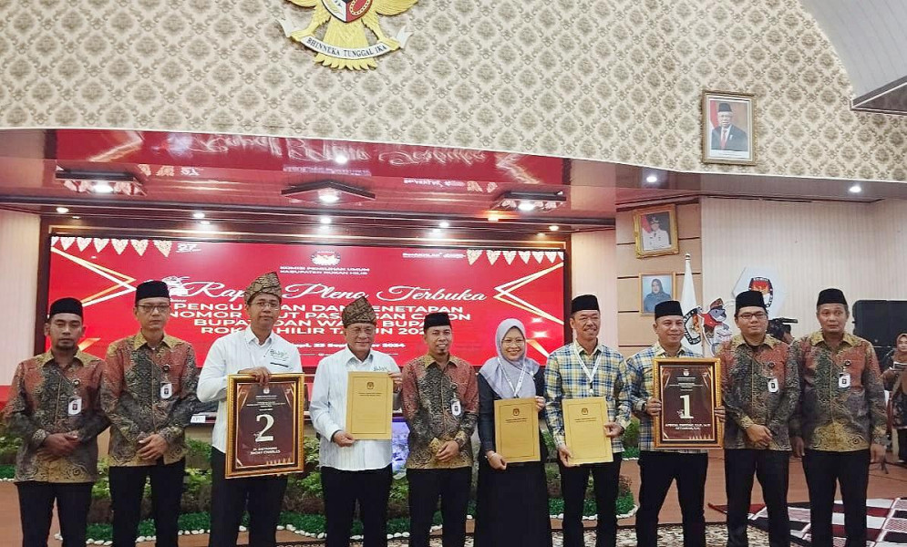 Pleno KPU Rohil: Afrizal Sintong-Setiawan Nomor Urut 1, Bistamam-Jhony Charles Nomor Urut 2